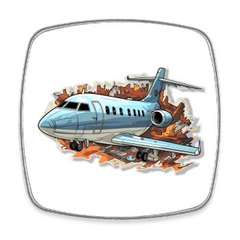 Flugzeug - Illustration - Viereckiger Kühlschrankmagnet - Weiß - Vorne