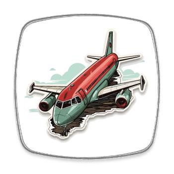 Airplane - illustration - Square fridge magnet - white - Front