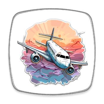 Airplane - illustration - Square fridge magnet - white - Front