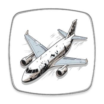 Airplane - illustration - Square fridge magnet - white - Front