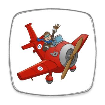 The cheerful pilot in the red plane. - Square fridge magnet - white - Front
