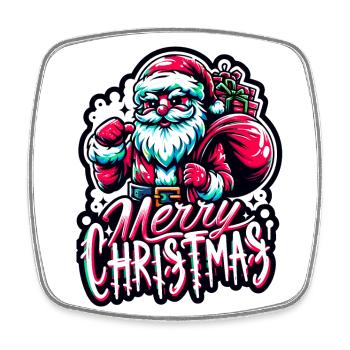 Merry Christmas - Santa Illustration - Viereckiger Kühlschrankmagnet - Weiß - Vorne