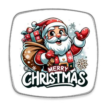 Merry Christmas - Santa Illustration - Viereckiger Kühlschrankmagnet - Weiß - Vorne