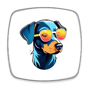 Doberman Dog Drawing - Square fridge magnet - white - Front