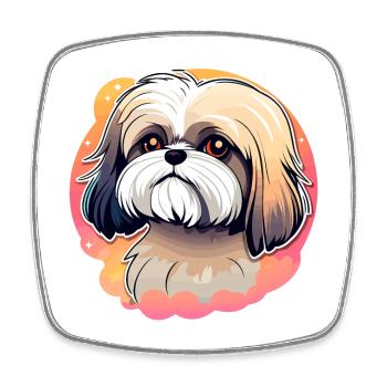 Shih Tzu Hund Zeichnung - Viereckiger Kühlschrankmagnet - Weiß - Vorne
