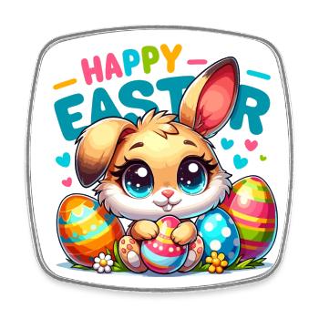 Happy Easter - Easter Bunny Illustration - Square fridge magnet - white - Front