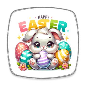 Happy Easter - Easter Bunny Illustration - Square fridge magnet - white - Front