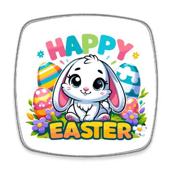 Happy Easter - Easter Bunny Illustration - Square fridge magnet - white - Front