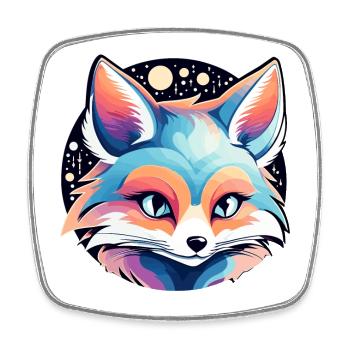 Dessin de renard - Magnet carré - blanc - Devant