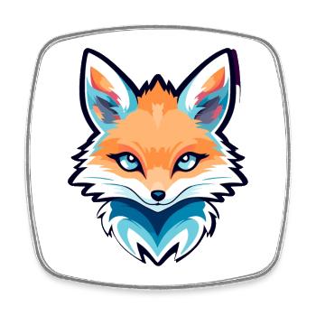 Dessin de renard - Magnet carré - blanc - Devant