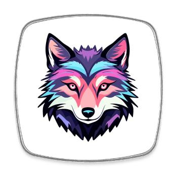 Dessin de loup - Magnet carré - blanc - Devant