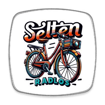Selten Radlos - Fahrrad Illustration - Viereckiger Kühlschrankmagnet - Weiß - Vorne