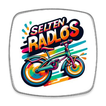 Selten Radlos - Fahrrad Illustration - Viereckiger Kühlschrankmagnet - Weiß - Vorne