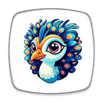 Peacock Bird Drawing - Square fridge magnet - white - Front