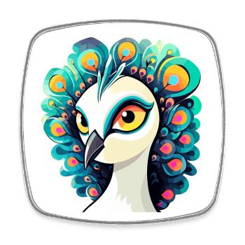 Peacock Bird Drawing - Square fridge magnet - white - Front