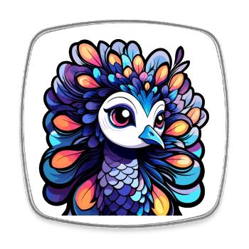 Peacock Bird Drawing - Square fridge magnet - white - Front