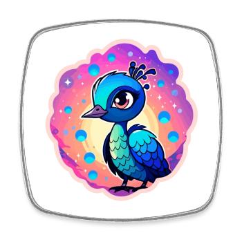 Peacock Bird Drawing - Square fridge magnet - white - Front