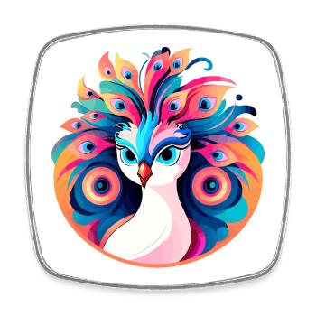 Peacock Bird Drawing - Square fridge magnet - white - Front