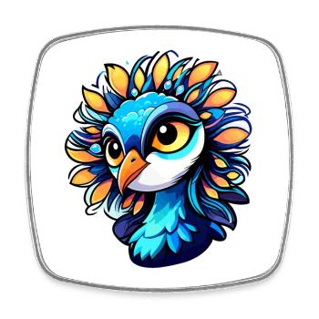 Peacock Bird Drawing - Square fridge magnet - white - Front