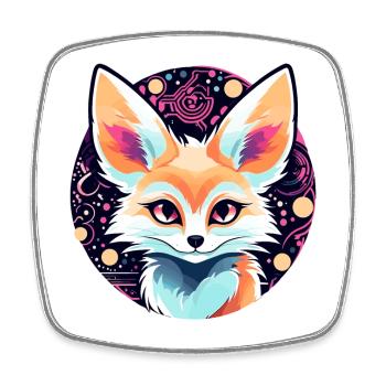 Desert Fox Fennec Drawing - Square fridge magnet - white - Front