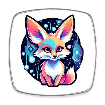 Desert Fox Fennec Drawing - Square fridge magnet - white - Front
