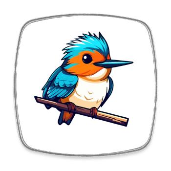 Eisvogel Vogel Zeichnung - Viereckiger Kühlschrankmagnet - Weiß - Vorne