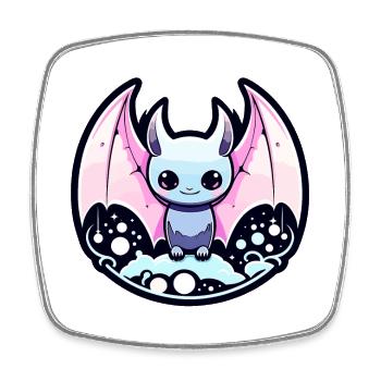 Fledermaus Illustration - Viereckiger Kühlschrankmagnet - Weiß - Vorne