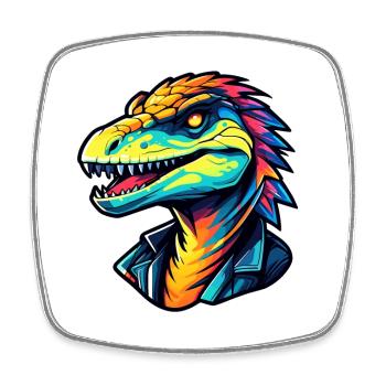 Velociraptor Dinosaur Drawing - Square fridge magnet - white - Front