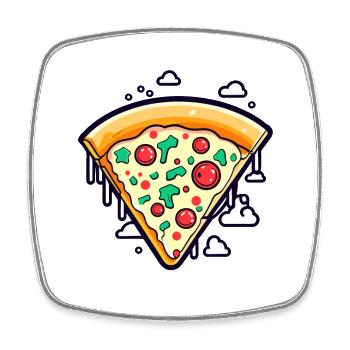 Pizza Slice Drawing - Square fridge magnet - white - Front