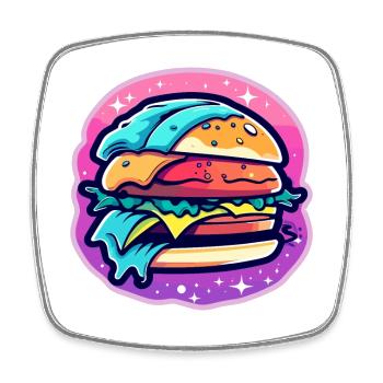 Burger Illustration - Square fridge magnet - white - Front