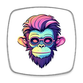 Affe Illustration - Viereckiger Kühlschrankmagnet - Weiß - Vorne