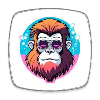 Affe Illustration - Viereckiger Kühlschrankmagnet - Weiß - Vorne