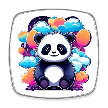 Panda Drawing - Square fridge magnet - white - Front
