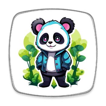 Panda Drawing - Square fridge magnet - white - Front