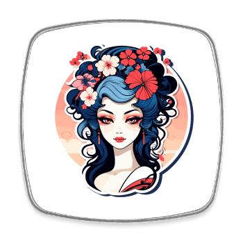 Geisha Illustration - Square fridge magnet - white - Front