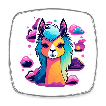 Llama Alpaca Illustration - Square fridge magnet - white - Front