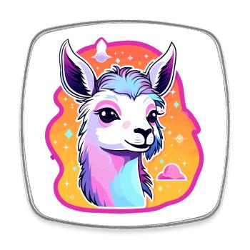Llama Alpaca Illustration - Square fridge magnet - white - Front