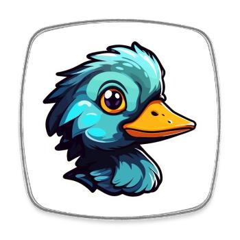 Duck Illustration - Square fridge magnet - white - Front