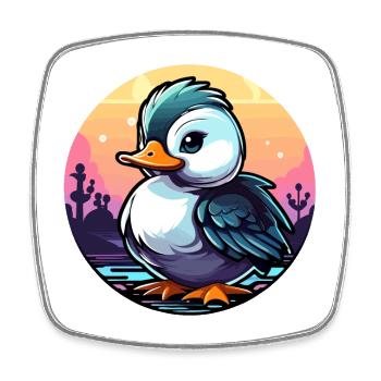 Duck Illustration - Square fridge magnet - white - Front