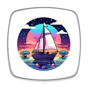 Sailboat Illustration - Square fridge magnet - white - Front