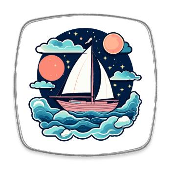 Sailboat Illustration - Square fridge magnet - white - Front