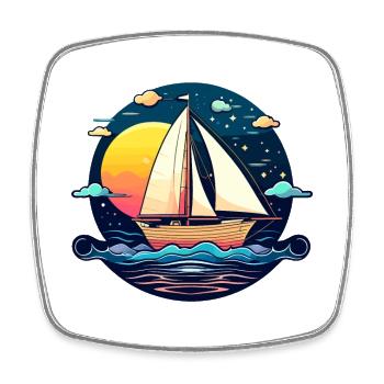 Sailboat Illustration - Square fridge magnet - white - Front