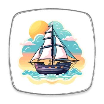 Illustration de voilier - Magnet carré - blanc - Devant