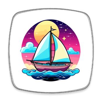 Sailboat Illustration - Square fridge magnet - white - Front