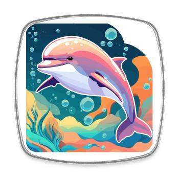Delfin Illustration - Viereckiger Kühlschrankmagnet - Weiß - Vorne