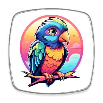 Papagei Vogel Illustration - Viereckiger Kühlschrankmagnet - Weiß - Vorne