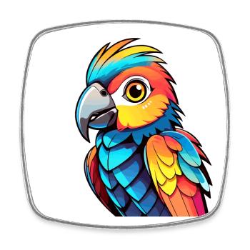 Papagei Vogel Illustration - Viereckiger Kühlschrankmagnet - Weiß - Vorne