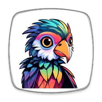 Papagei Vogel Illustration - Viereckiger Kühlschrankmagnet - Weiß - Vorne