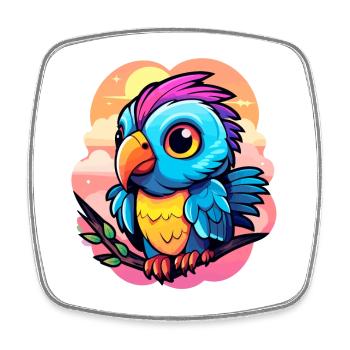 Papagei Vogel Illustration - Viereckiger Kühlschrankmagnet - Weiß - Vorne