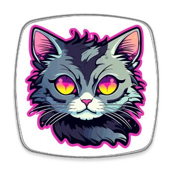 Cute Cat Illustration - Square fridge magnet - white - Front